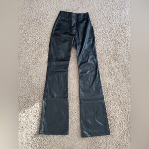 Black Faux Leather Flare Pants